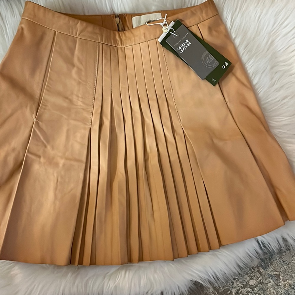 NWT H&M Tan Leather Skirt Sz 12